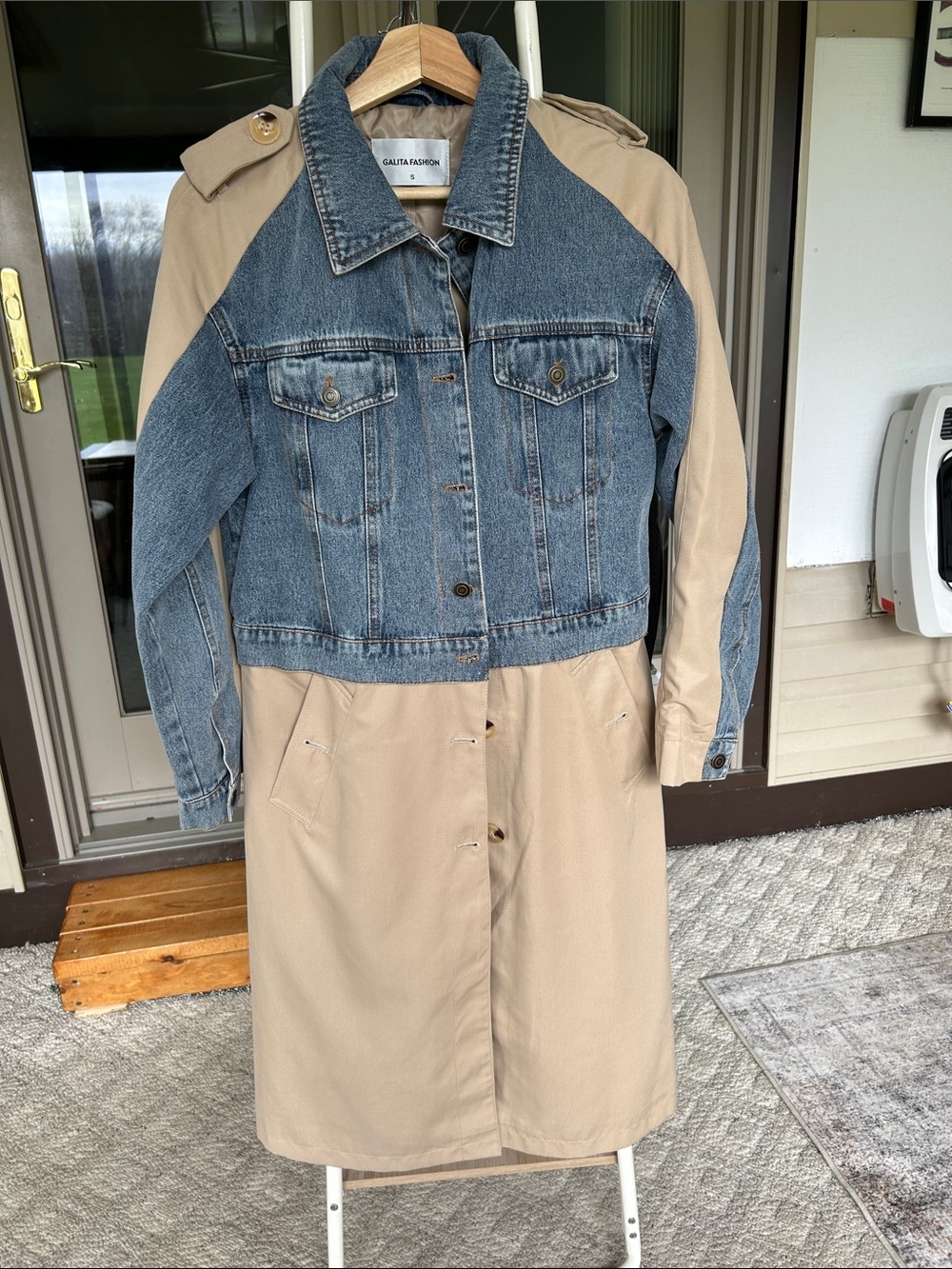 Denim & Tan Trench Coat Combo